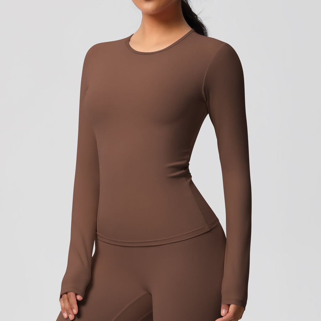 Vanir Long Sleeve Top front view, Chestnut Color