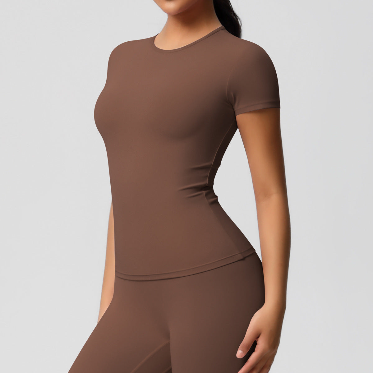 Vanir Fitted Tee front view, Chestnut Color