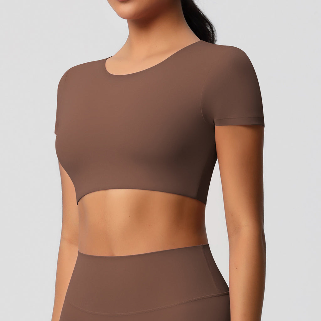Vanir Cropped Tee front view, Chestnut